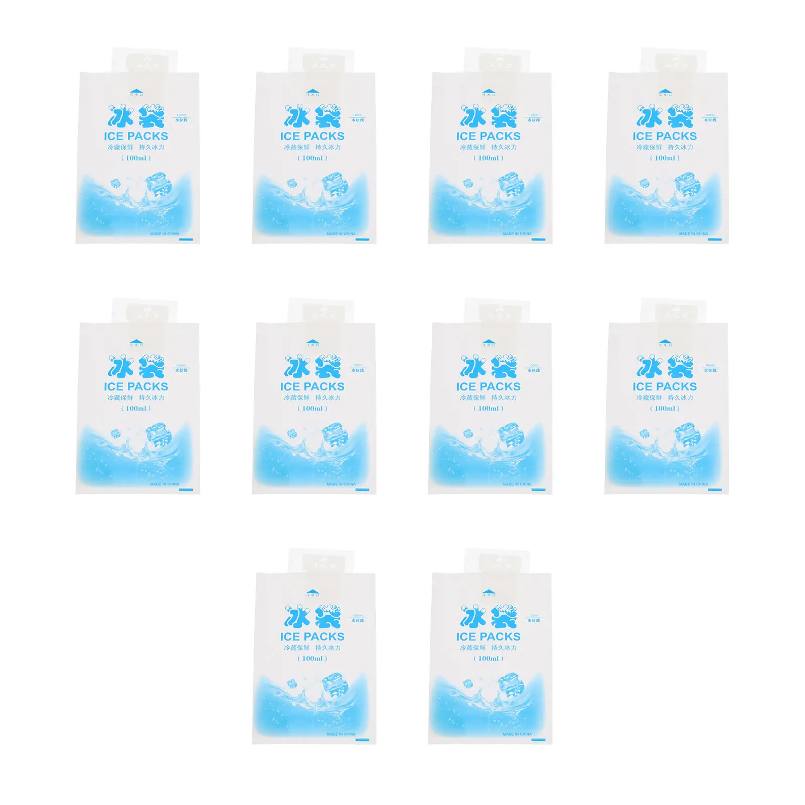 10pcs Reusable Ice Packs Water-Filled Cold Packs for Home, Outdoor & First Aid – Thick, Leak-Proof, Long-Lasting