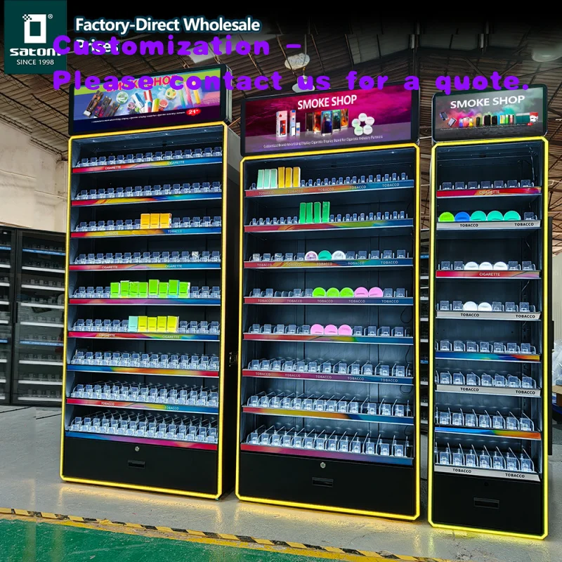 

Металлические витрины и стеллажи для демонстрации товаров с LED-подсветкой, большой вместимости, для АЗС, производство США.