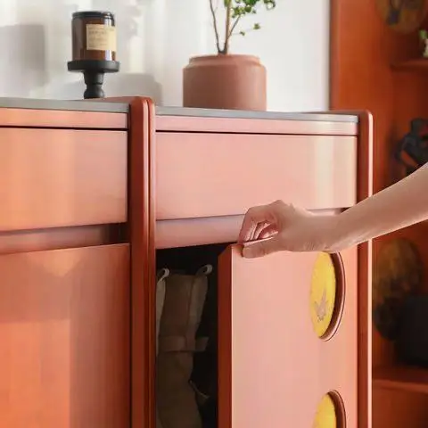 Solid wood shoe cabinet fragrant cloud yarn small apartment household entrance cabinet large capacity