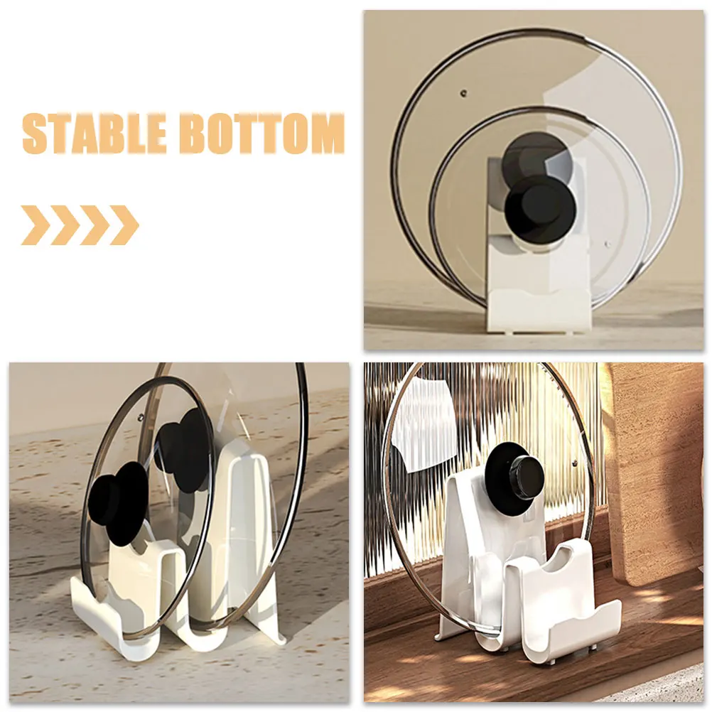 

Pot Lid Organizer Dual Handle Large Capacity Kitchen Utensil Holder For Cutting Board Spoon Storage Rack Home Kitchen