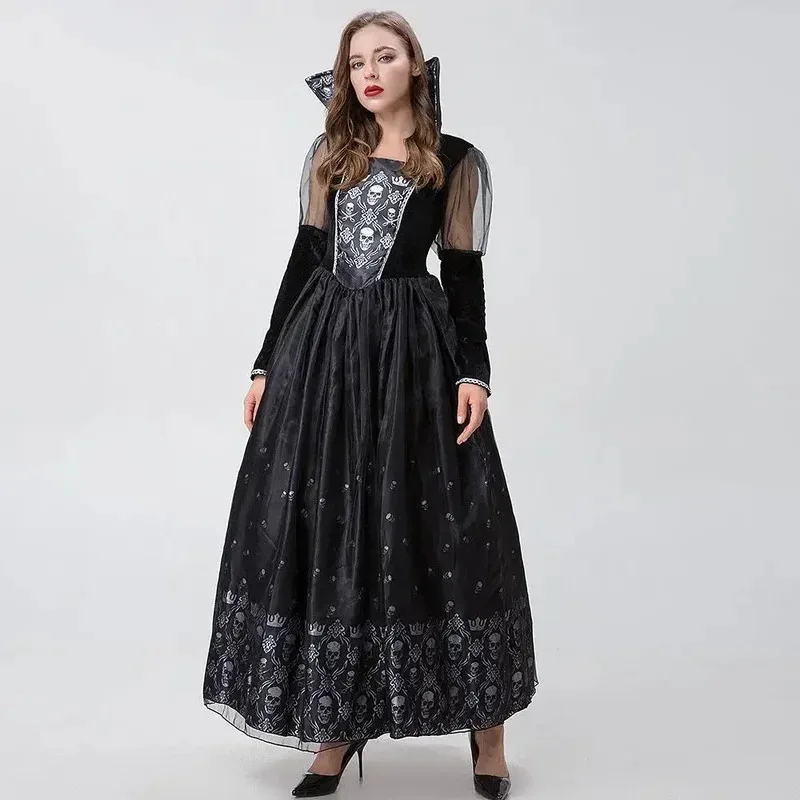 Halloween Cosplay Vampire Medieval Court Queen Party Skeleton Ghost Costume