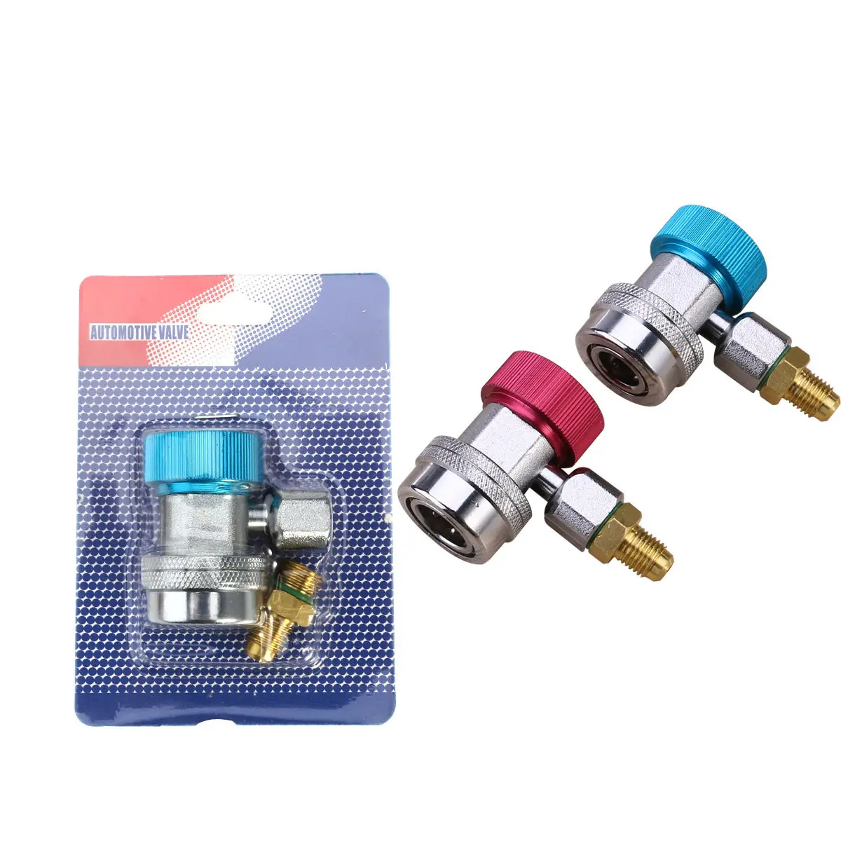 

2Pcs Auto Car Air Conditioning R134a Coupler Connector Adapter Blue Red High Pressure to Low Pressure Manifold Hose Quick