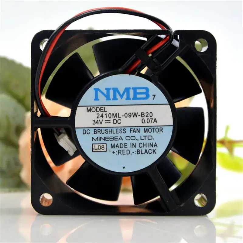 

New Cooling Fan For NMB 34V 0.07A 2410ML-09W-B20 6CM 6025 2-Wire Cooling Fan