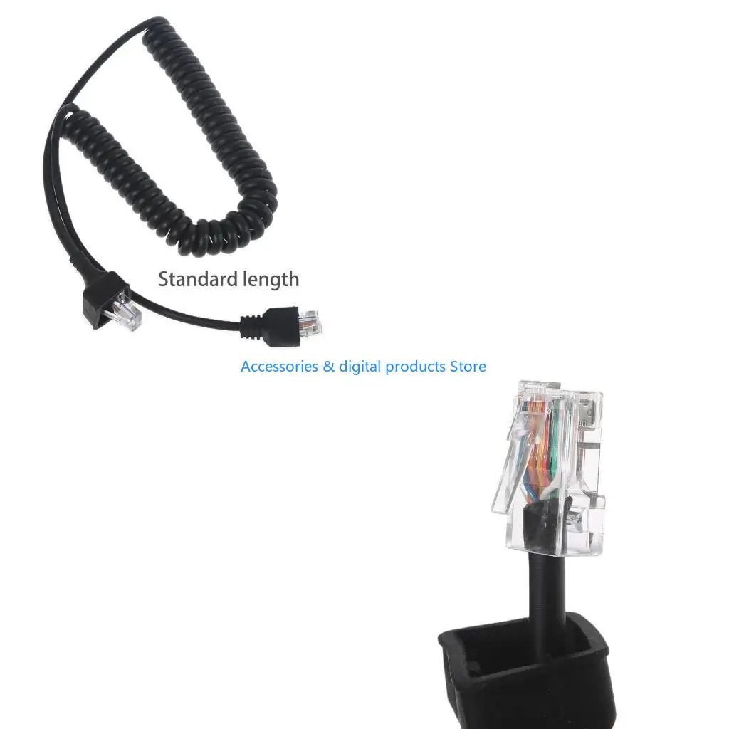 77JD RJ-45 8 Pin to 8 Pin Mic Cable Heavy Duty Coiled Cord for Kenwood KMC-36 MC-59