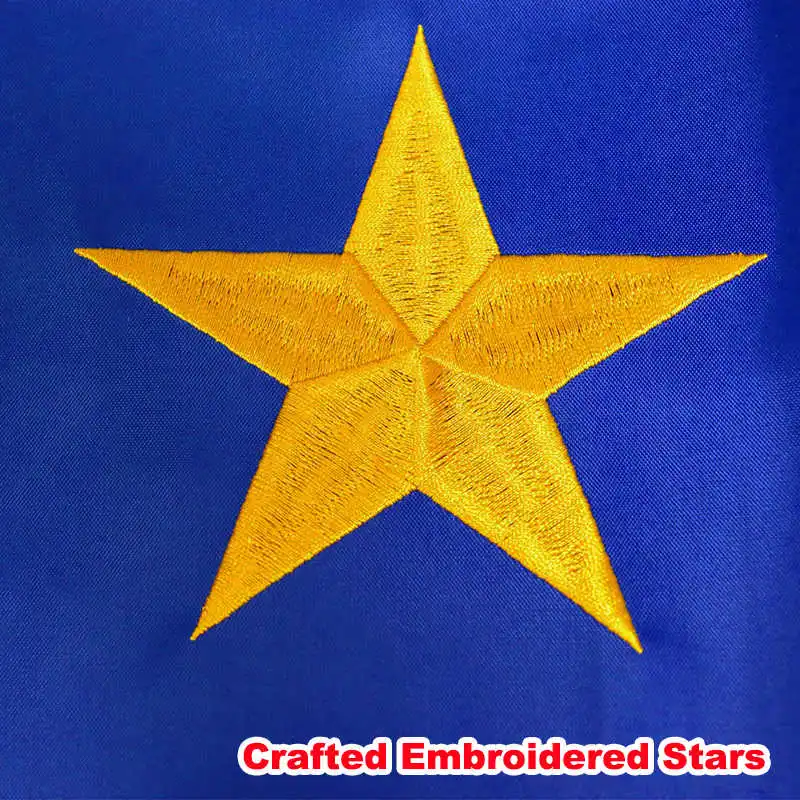 Embroidered European Union Flag Stitched EU Banner 90x150cm Waterproof Durable Oxford Fabric Brass Grommets For Home Garden