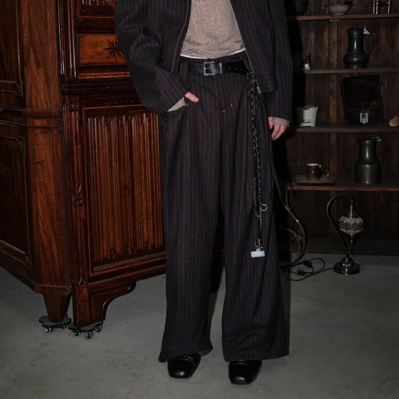 WVGA Spring Autumn New Men's Original Design Brand Trendy Striped Straight Trousers Niche Chic Casual Wide-Leg Pants Ins W26370