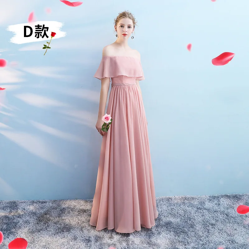 Custom Made Chiffon Pink Grey Bridesmaid Dresses Elegant Women Robe Mariage Princess Vestido Formal Evening Party Dress Long