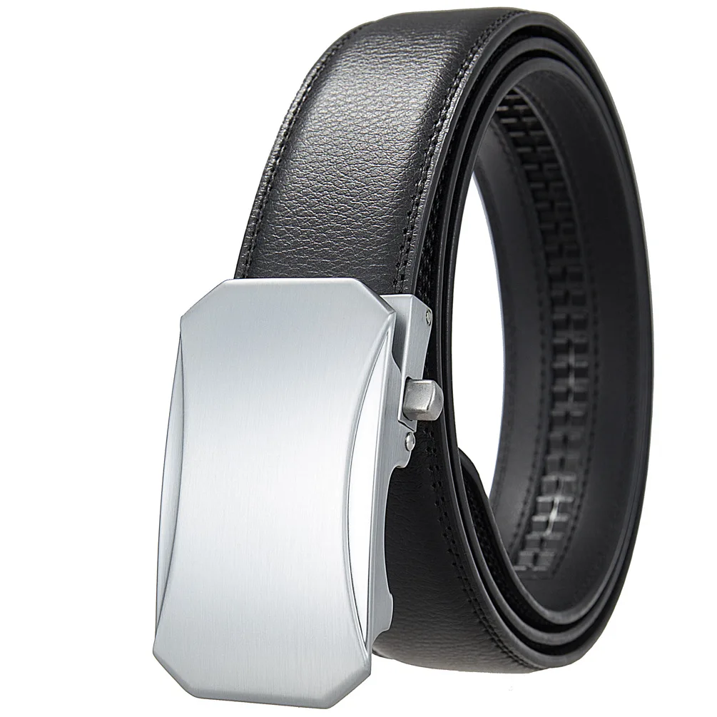 Fashion Brown Khaki Black White Leather Men Belt Luxury Mens Belts Male Waistband Metal Automatic Buckle Ceinture Homme B1323