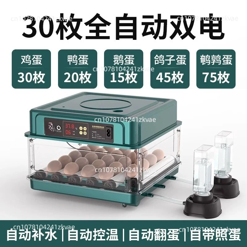 Egg Incubator Automatic Chicken 30 Egg Incubator, Days Display, Bring water bottle for Hatching Chicken Duck Quail Bird Eggs