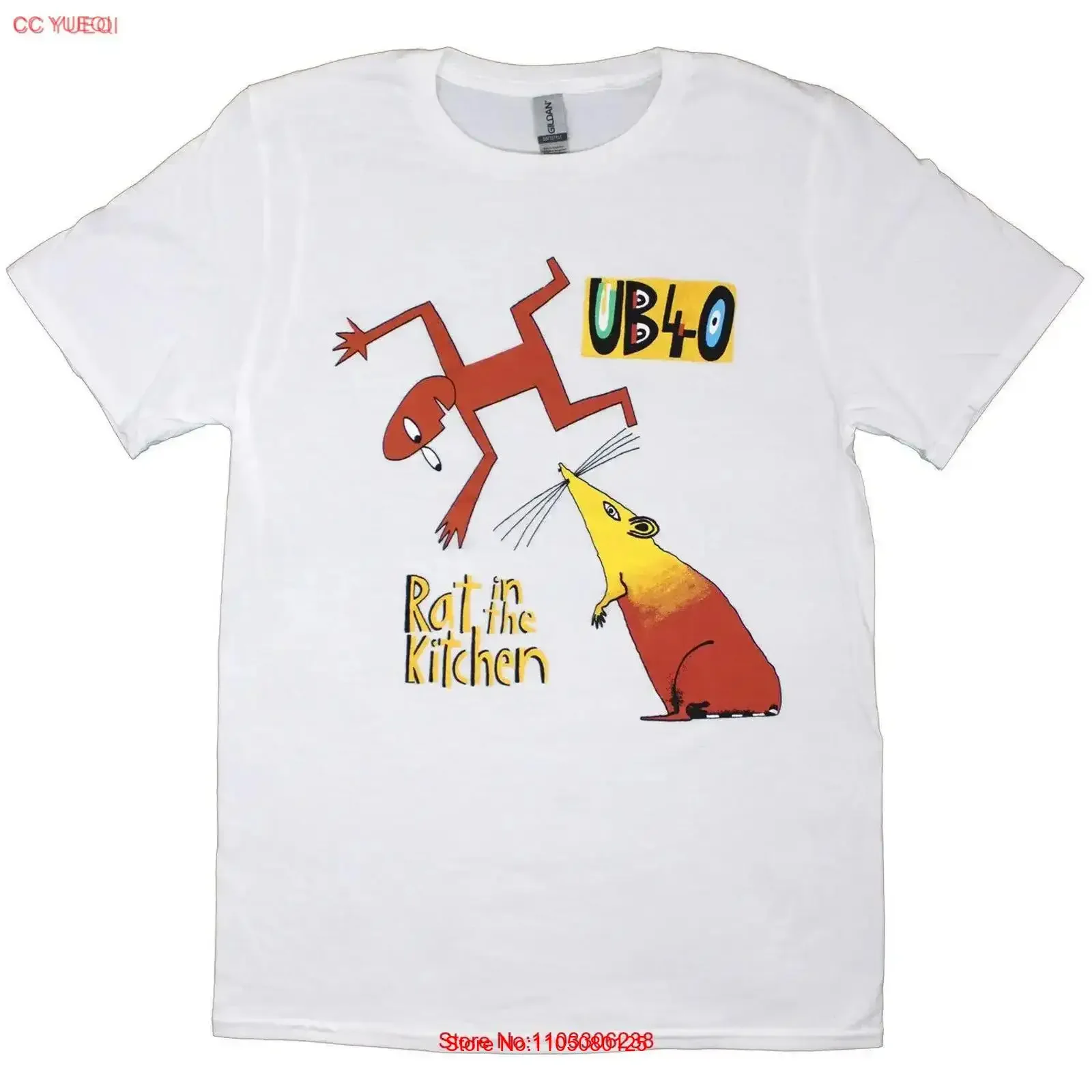 Мужская белая футболка UB40 Rat In The Kitchen, маленький винтажный стираный топ для повседневной носки, эластичная мягкая стильная мода унисекс