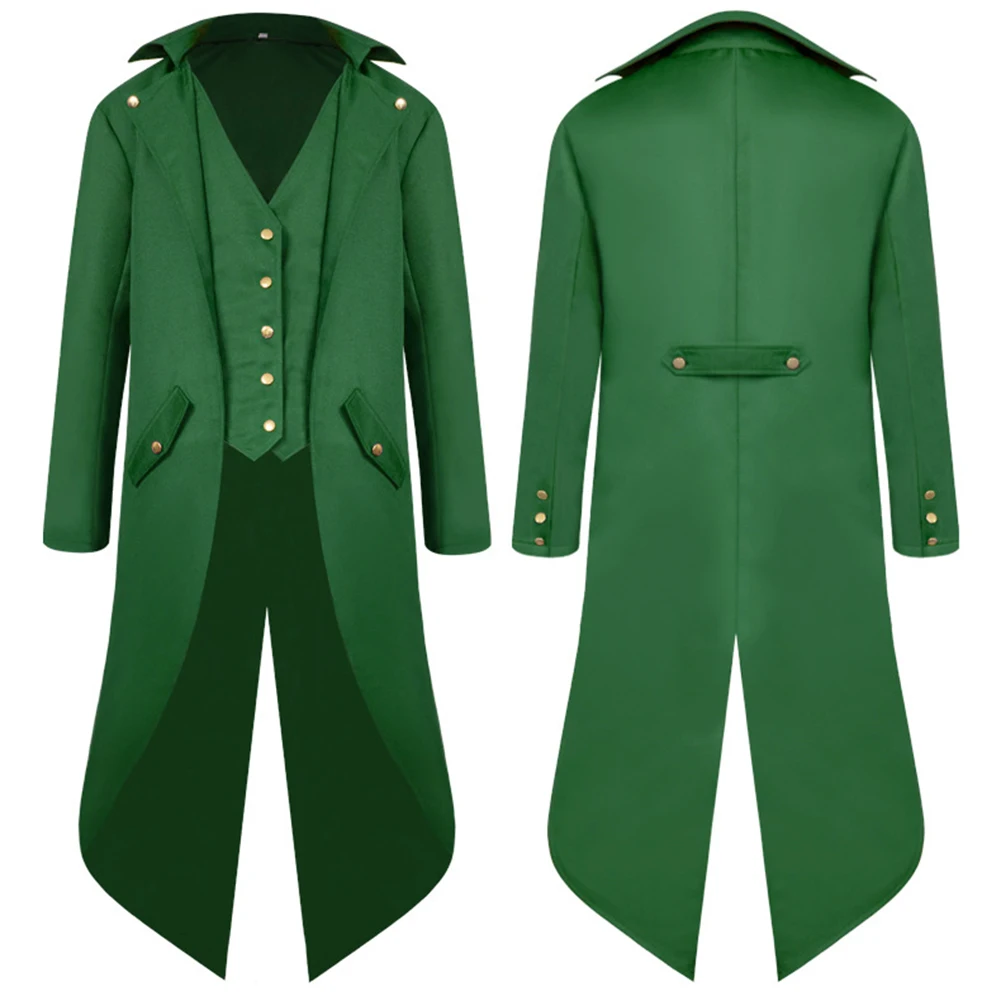 Adult St Patrick's Day Steampunk Retro Cosplay Costume Jacket Coat Hat Men Male Disguise Outfits Halloween Carnival Party Suit