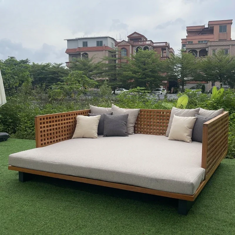 Factory Direct Compatible With Outdoor Leisure Creative Square Bed Outdoor Seaside Beach Lounger Waterproof and Sunscreen