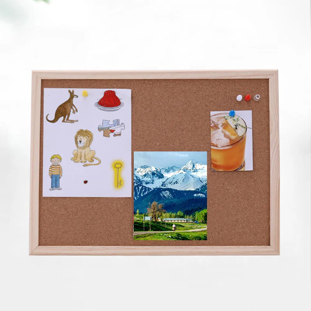 

Natural Cork Bulletin Board Wood Office School Supplies Hanging Cork Notice Board 40x30x1cm Pin Notes Messages