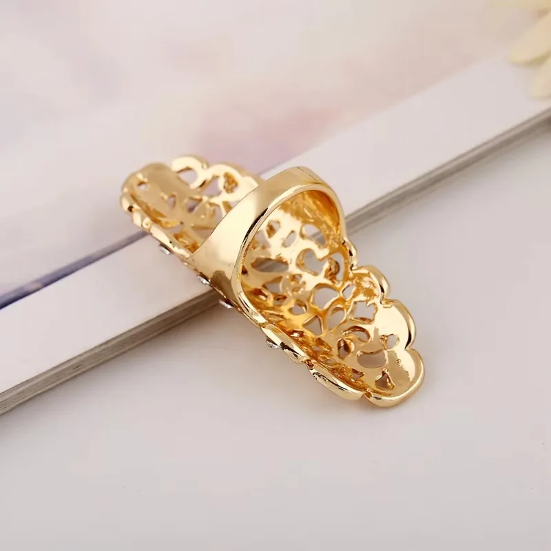 Huaya Light Luxury women's elegant Hollow Brilliant Zircon Finger Long Rings Unique Banquet Ring Accessories Trend