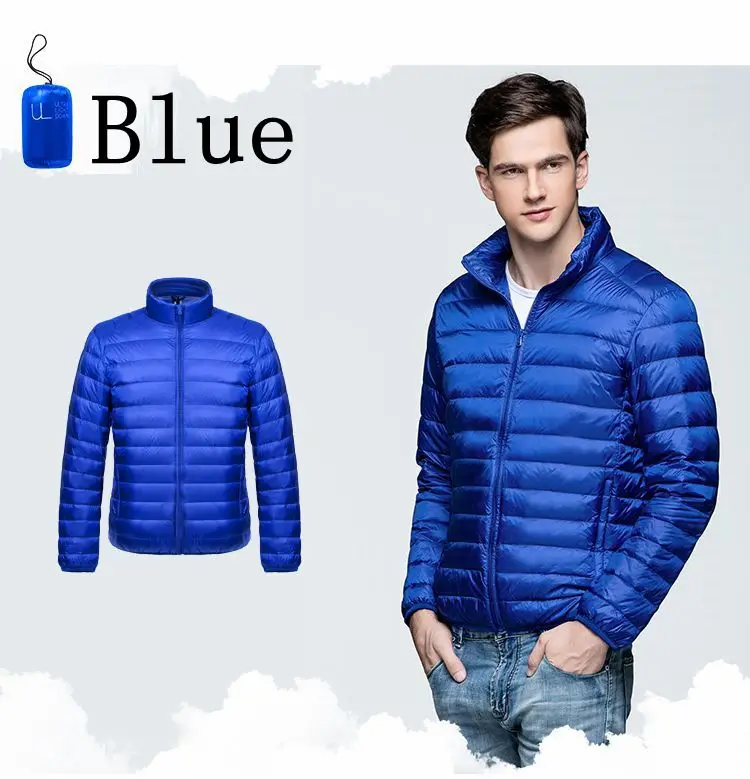 Winter Men Puffer Jacket Ultra Light Down   Windbreaker Feather  Man Lightweight Portable Warm Coat