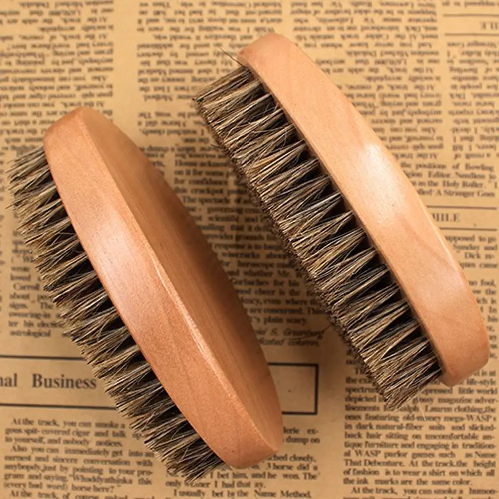 فرشاة لحية بشعيرات الخنزير الخشبية، فرشاة حلاقة متينة للرجال، فرشاة شارب احترافية ناعمة لصالونات التجميل