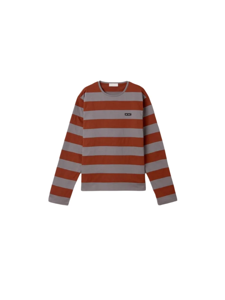 

High-End Royalty 2026 New Loose Long-Sleeve round Neck T-Shirt Letter Logo Decoration Color Block Stripes Casual Top