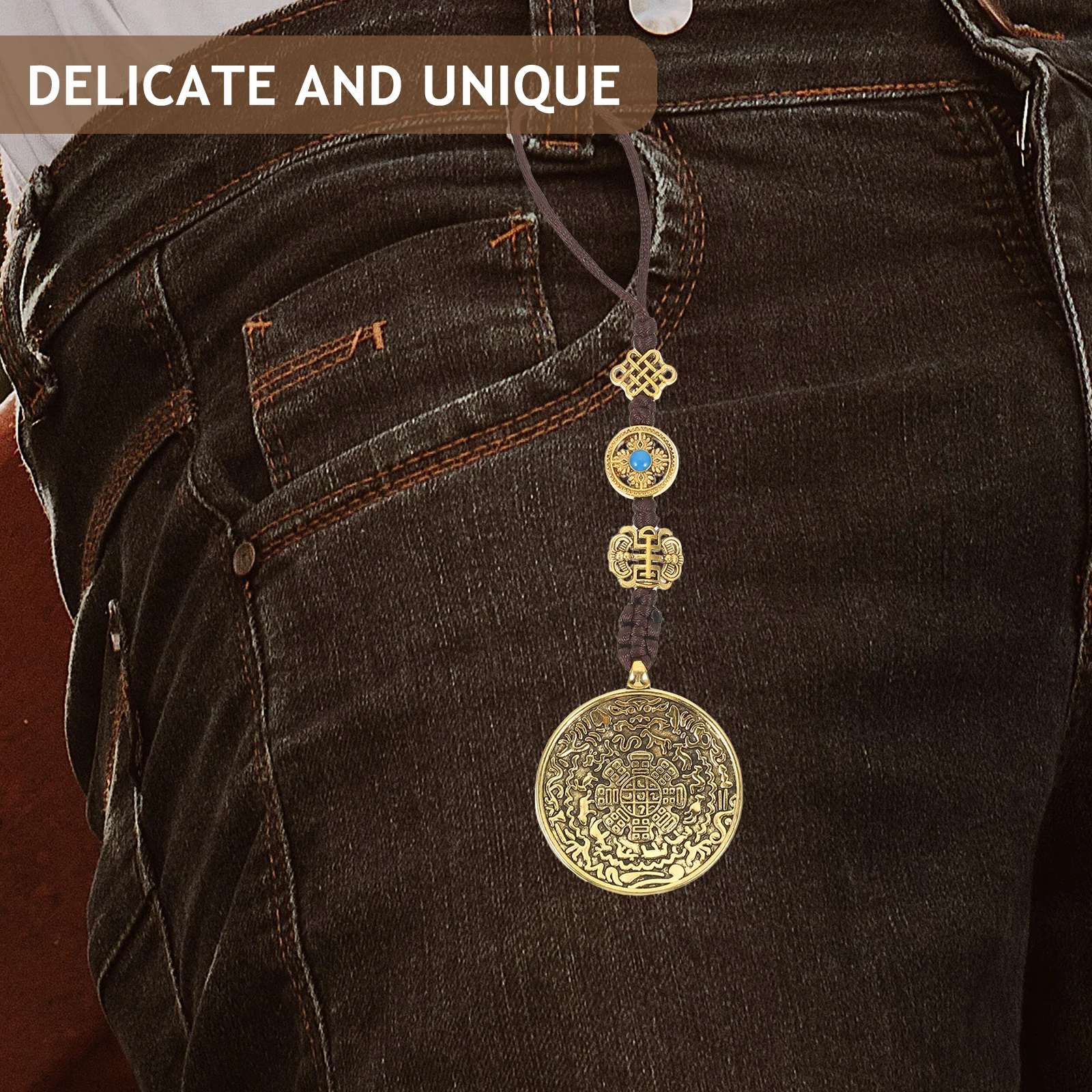 

2Pcs Tibetan Style Pendant Necklace Metal Retro Vintage Sweater Chain Hanging Charm Decorative Neck Accessory Vintage Necklace