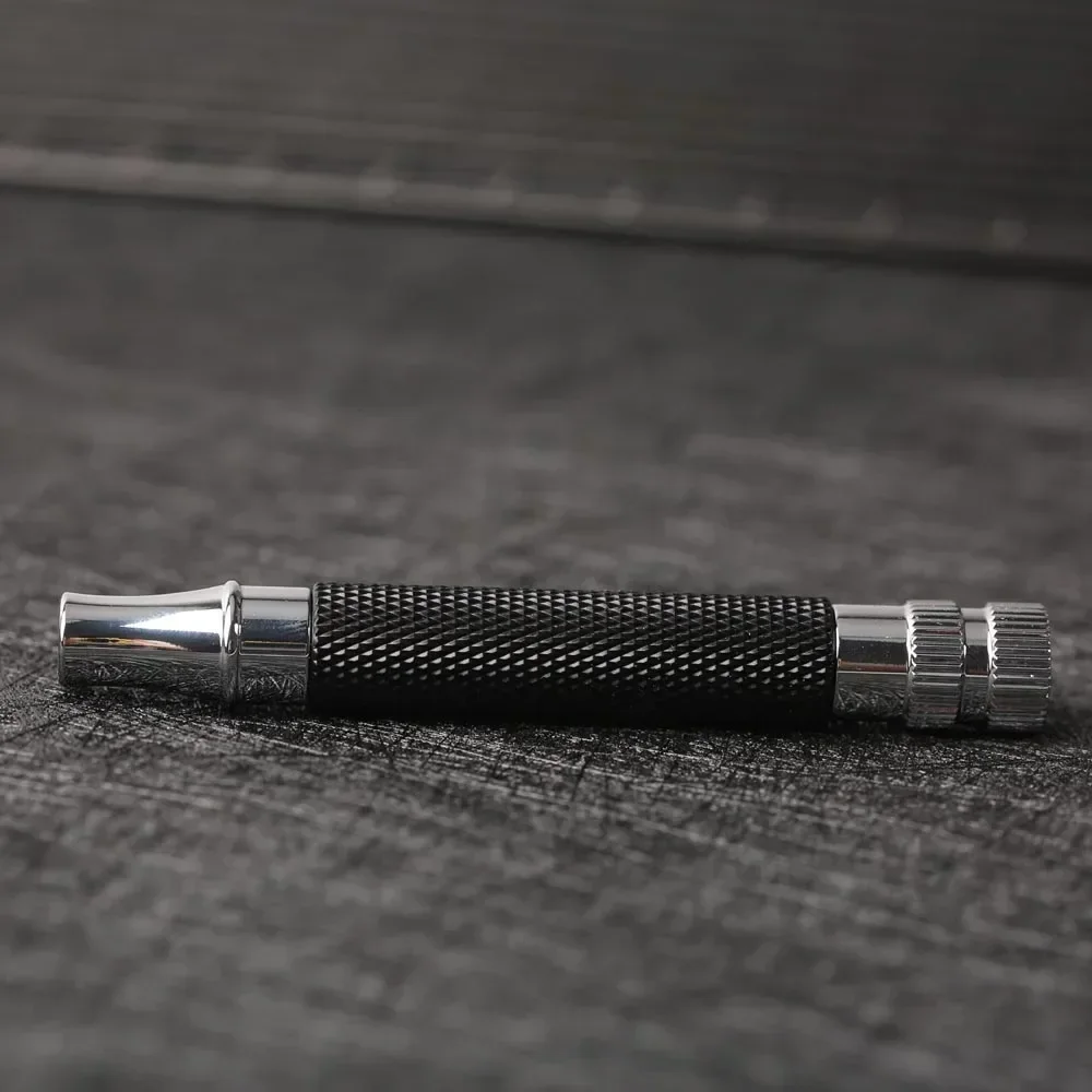 مقبض ماكينة الحلاقة الآمنة من النحاس Ror للرجال Yaqi باللون الأسود والكروم