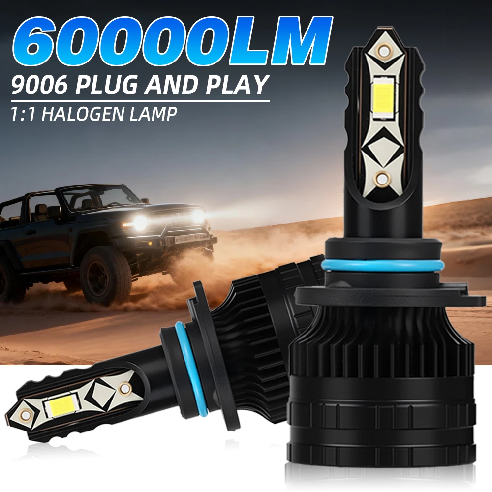60000LM H4 H7 H11 LED CANbus H1 H8 9005 9006 HB3 HB4 Farol LED de alta potência Turbo Auto FogLamp 6000K Super Bright 12V com ventilador
