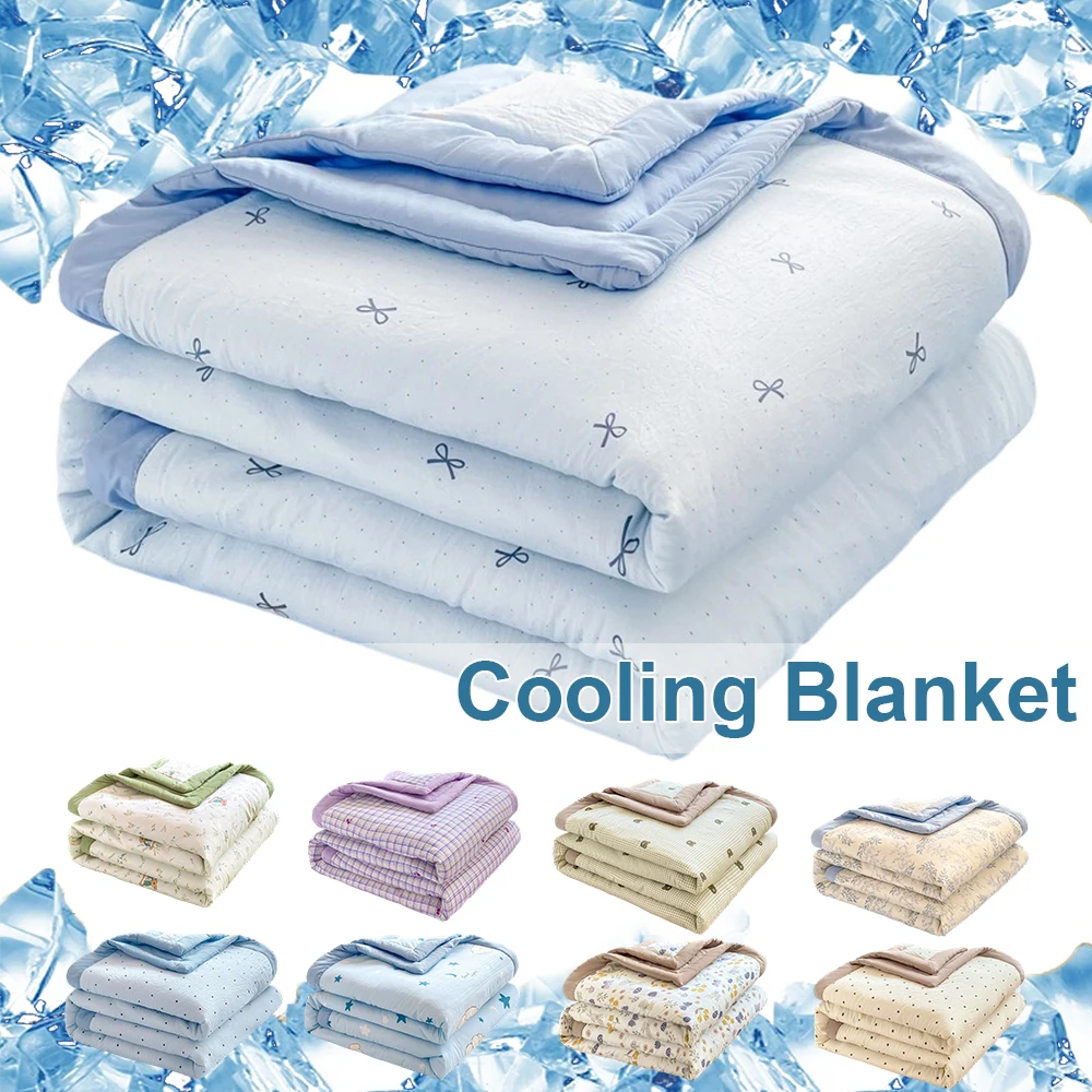

Summer Thin Quilt for Kids Students Portable Air Conditioner Blanket Sofa Cooling Bedding Washable Soft Home Dorm Car Office Use