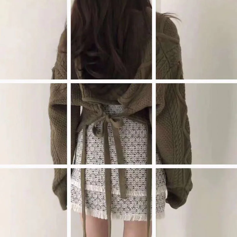 Pull court à col en v, personnalité de tempérament ludique et sexy, sens du design à la mode, pull à lacets à la taille pour dames