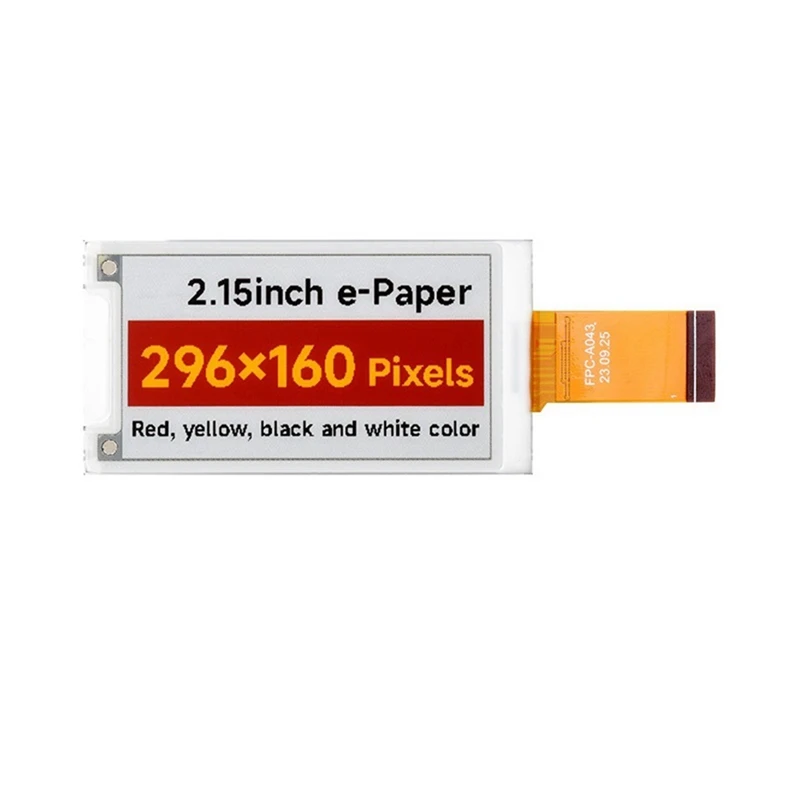 2.15Inch E-Paper Display (G), E-Ink Display, 296X160 Pixel, Red/Black/White/Yellow Electronic Ink Screen, SPI Interface