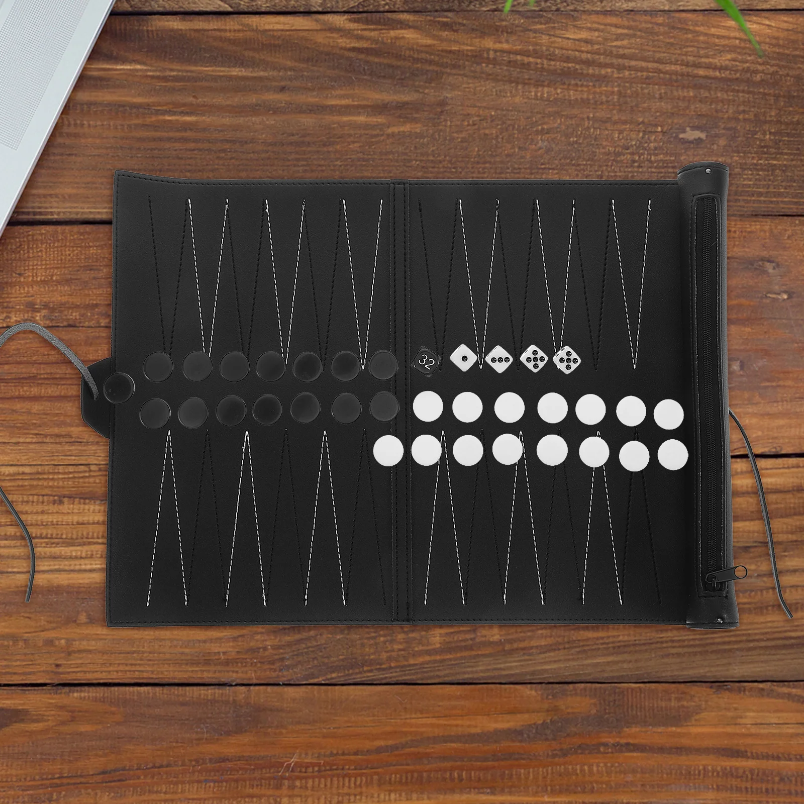 

1Set PU Roll-Up International Chess Mat Foldable Backgammon Board Outdoor Travel Game Portable Chessboard for Adults Party