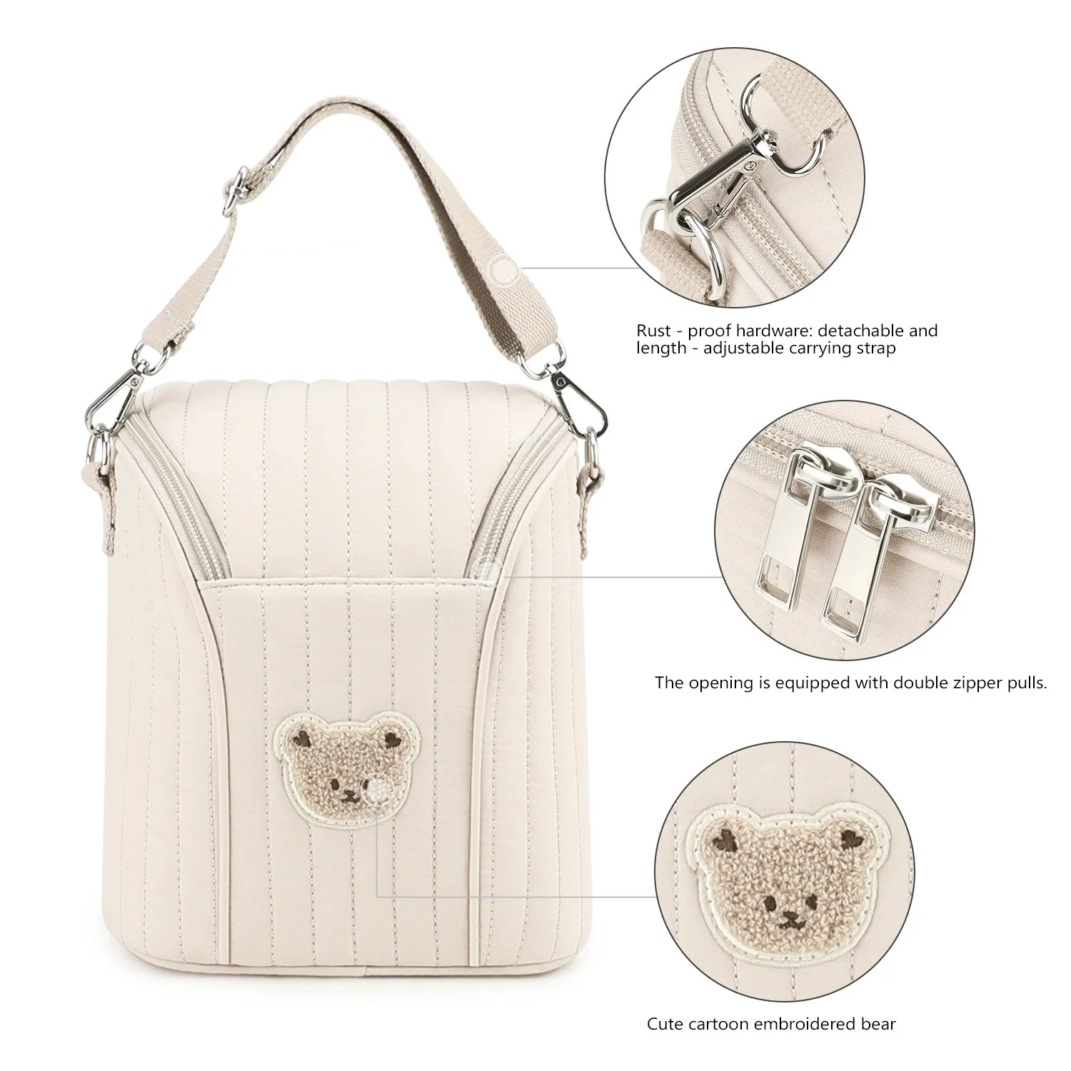 New Bear Breast Pump Bag Insulated with Handle Breastmilk Cooler Bag Pure Cotton Portable Bottle Cooler for Daycare Outdoor view 2