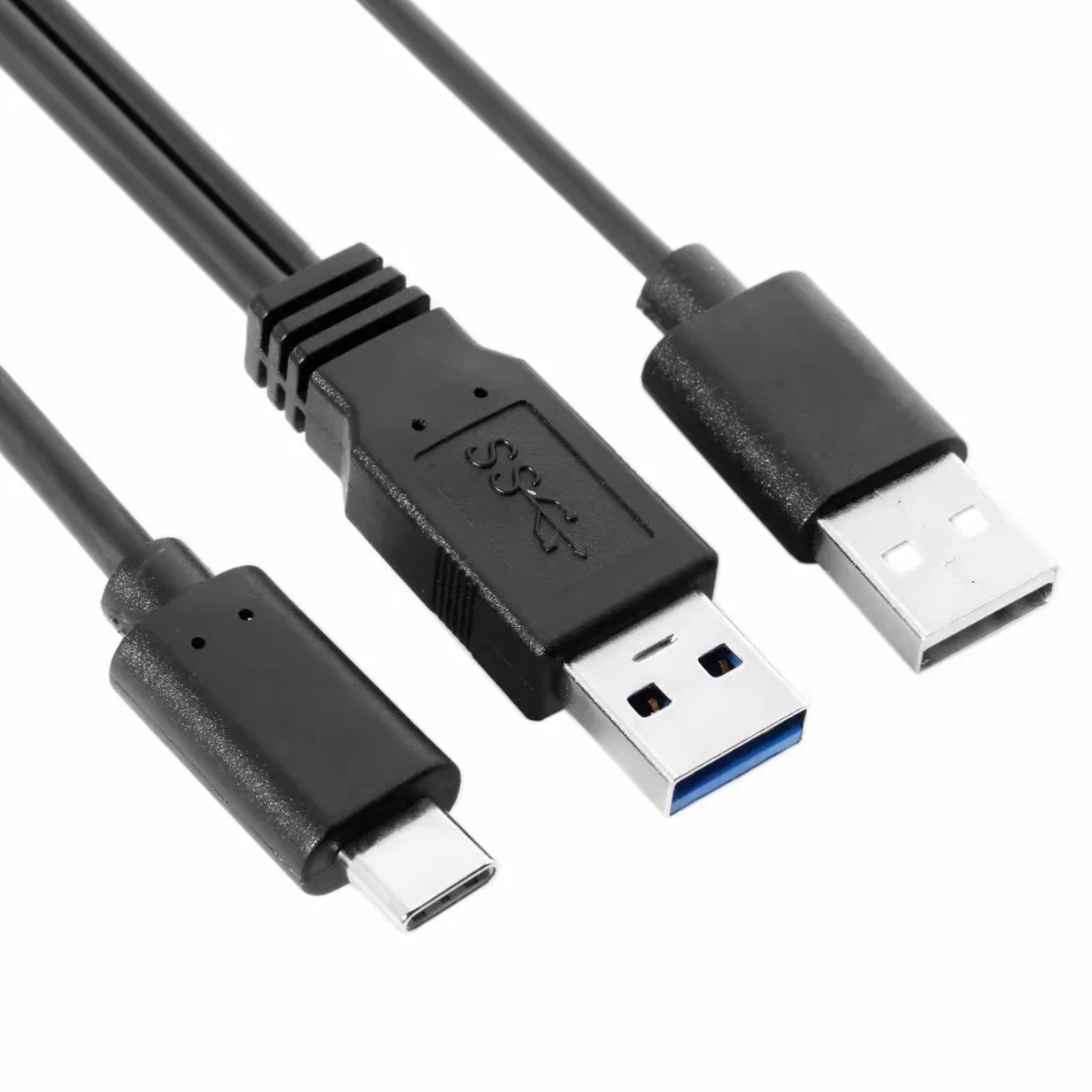 USB 3.1 Type C USB-C to Dual A Male Extra Power Data Y Cable for Cell Phone & Hard Disk