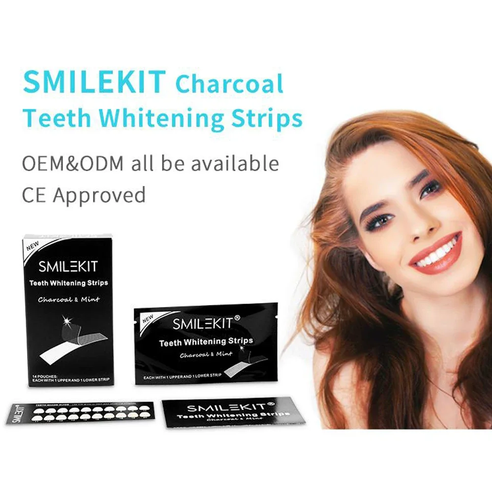 14pcs/box Teeth Whitening Strip Charcoal Teeth Whitening Strips Remove Coffee Tea Stains Tooth Whitening Kit Dental Bleaching