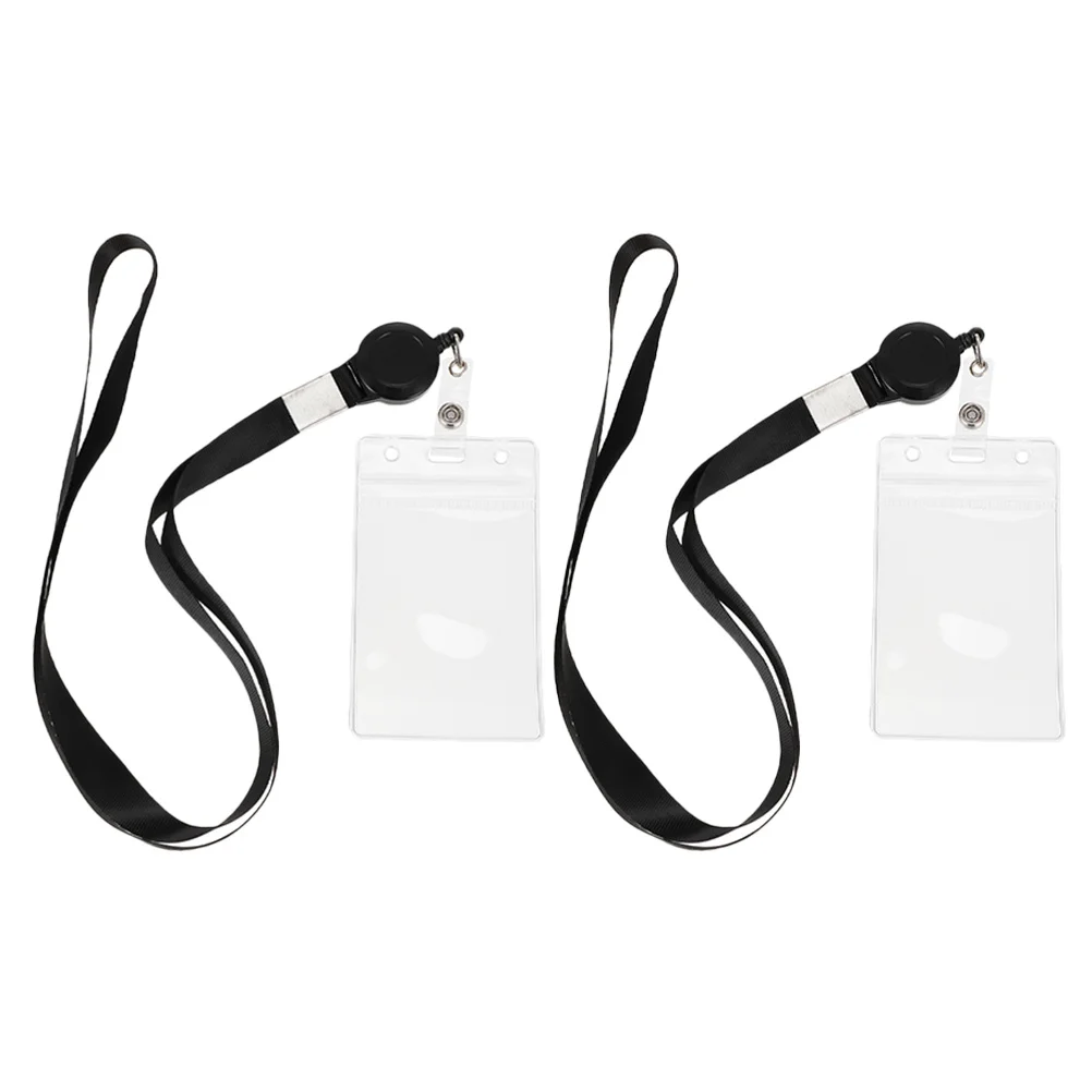2 قطعة حامل بطاقة PVC شفافة لشارة الهوية كم واقي حامل شارة اسم الموظف مناسبة لطلاب الممرضات الموظفين