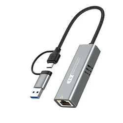 5Gbps USB to Ethernet Adapter RTL8157 Chipset 5000Mbps USB3.2 to RJ45 Network Converter for Laptop Support 5G, 2.5G, 1G, 100Mbps