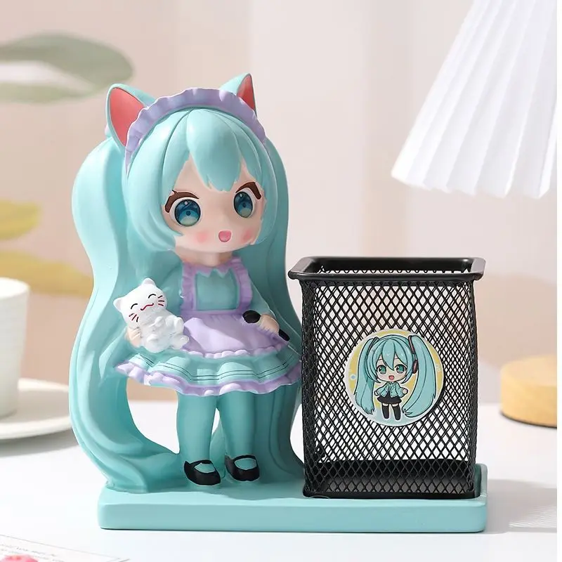 

New Hatsune Miku Creative Cute Cartoon Pen Holder Kawaii Anime Miku Peripheral Desktop Storage Holder Ornament Holiday Gift