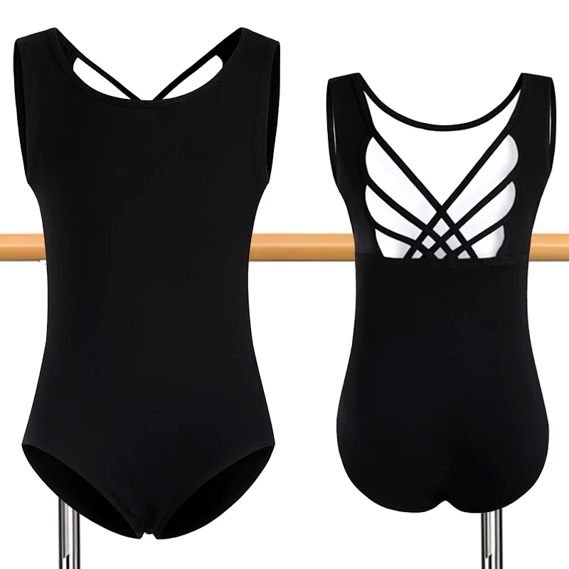 Women Sleeveless Camisole Ballet Dance Leotards for Adult Gymnastics Dance Tank Tops with Crisscross Back Straps and Soft Lining