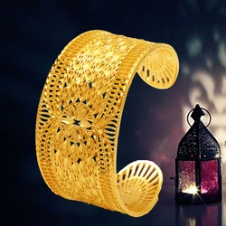 1PCS Middle East 24K gold-plated hollowed out moon shaped bracelets, Dubai, wedding gift for European and American women