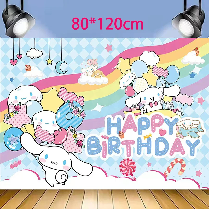 Sanrio Cinnamoroll Birthday Party Decoration Balloon Banner Backdrop Cake Topper Party Supplies Baby Shower