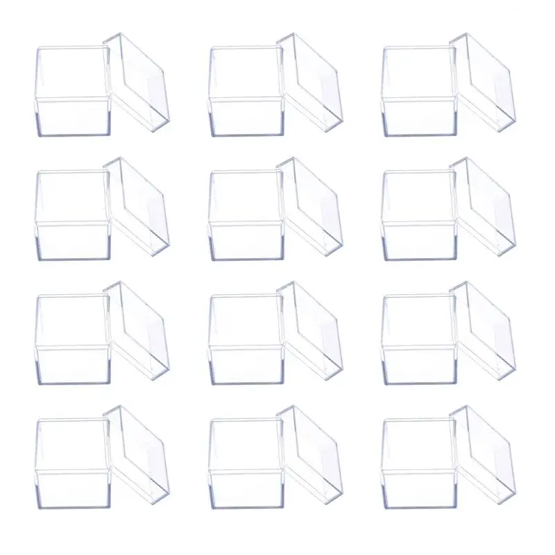 

Q6PE 12pcs Clear Acrylic Square Cube Candy Box Treat Gift Boxes Container for Wedding