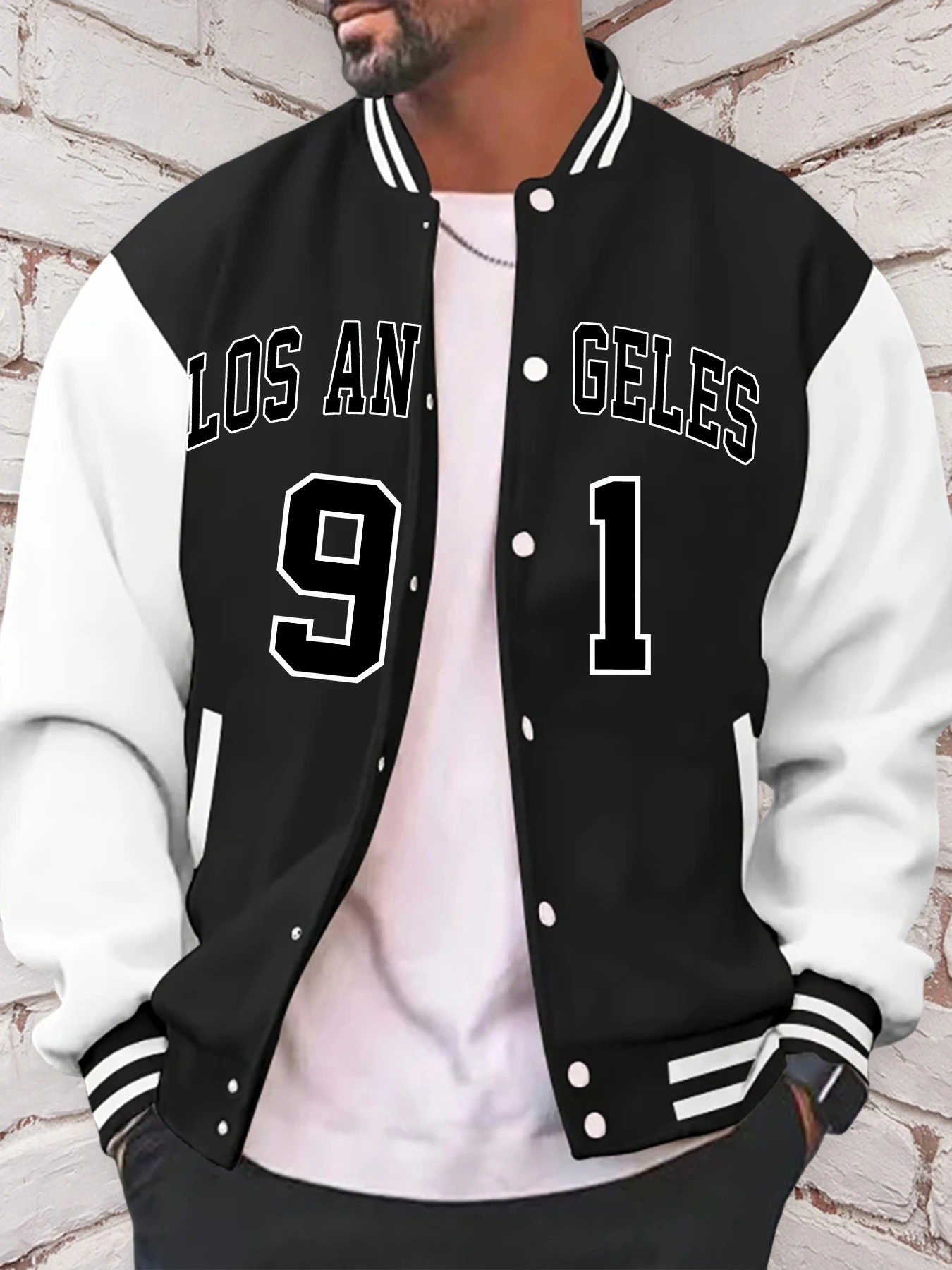 America Los Angeles Baseball Uniform Man Lucky Number 91 Hooded fur-liner Fleece Men American Jacket Casual Spring Autumn Tops