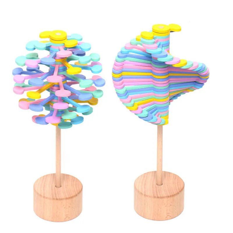 

Wooden Rotating Lollipop Stress Relief Toys Colorful Spiral Magic Wand Fidget Toy Creative Ornaments Kids Adults Antistress Gift