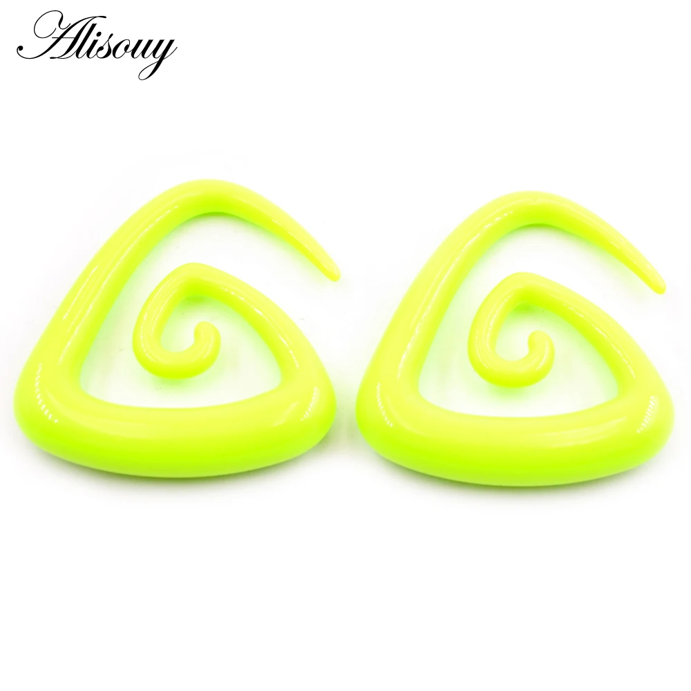Alisouy 2pcs 1.6-10mm Irregul Triangle Acrylic Spiral Ear Tunnels Plugs Expander Stretcher Earrings Gauges Body Piercing Jewelry