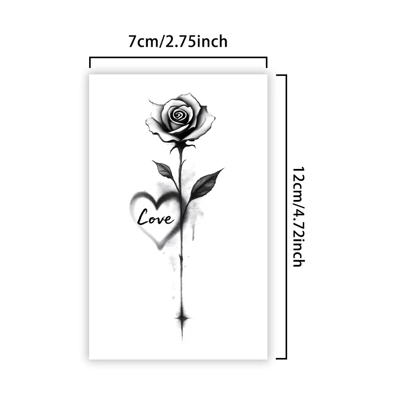 Rose Herbal Temporary Tattoo Stickers, Long-lasting Waterproof for One to Two Weeks, Fake Tattoo for Women, Arm, Neck, Leg