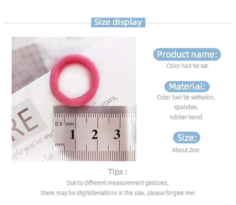 100 teile/satz Kinder Elastische Haarbänder Mädchen Gummiband Für Kinder Süßigkeiten Scrunchie Haar Krawatten Clip Stirnband Baby Haar Zubehör – Detail 1