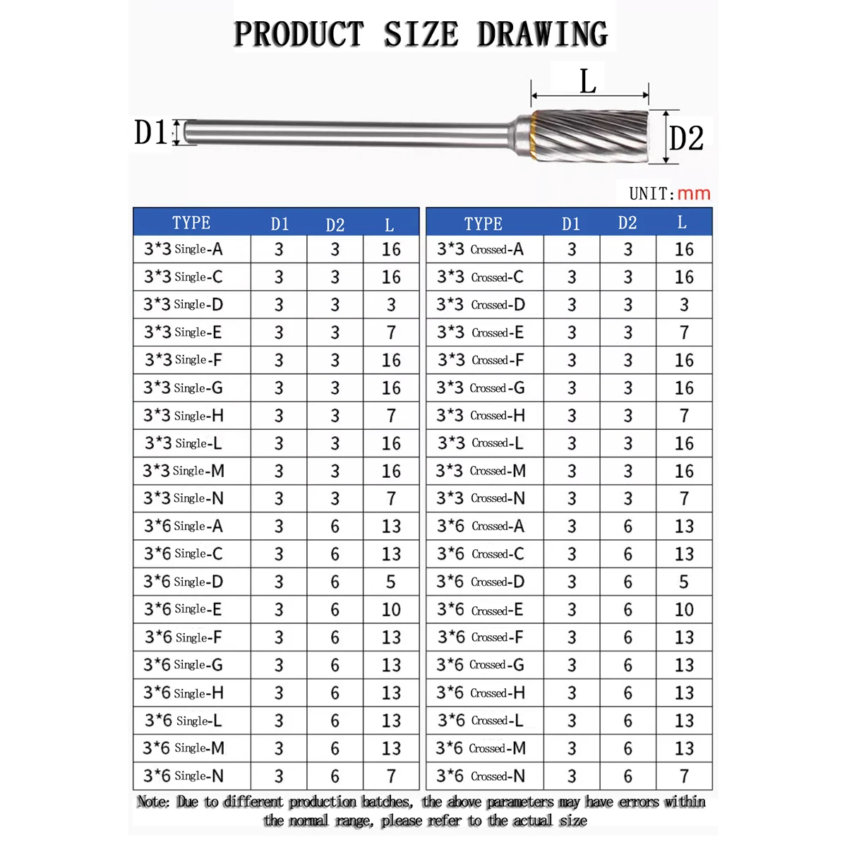 10pcs Carbide Rotary File Set 3mm Metal Milling Cutter for Deburring Die Carving Engraving Woodworking Durable Tools