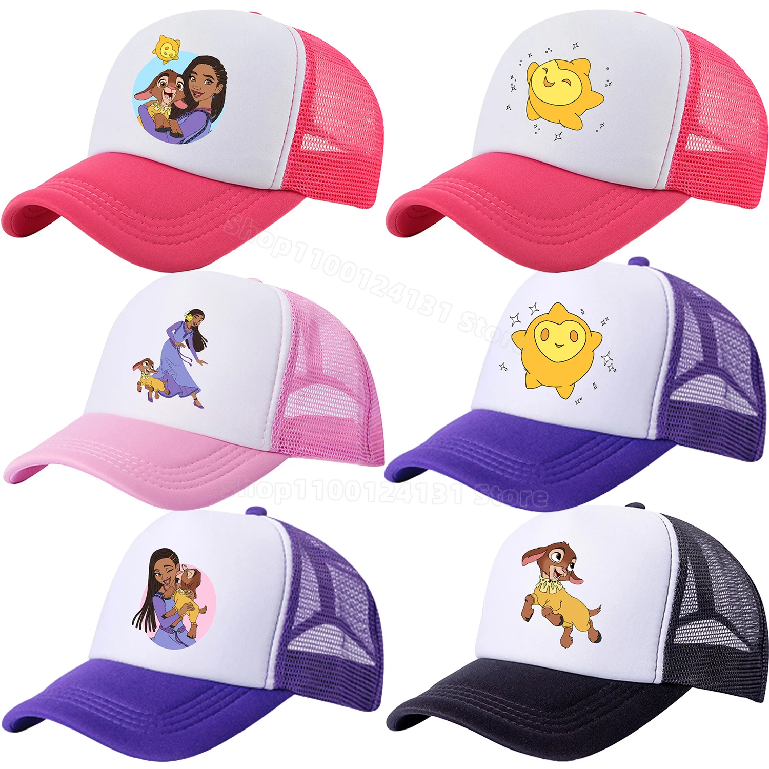 Wish Disney Baseball Cap for Kid Adult Cute Caps for Girl Anime Figure Peaked Hat Cotton Breathable Hats Trendy Accessories Gift