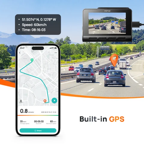 Видеорегистратор 70mai 4K A810 (передняя и задняя камеры), поддержка 4G LTE модуля, дистанционное управление UP04, GPS, ADAS, автомобильный видеорегистратор 70mai A810 — фото товара