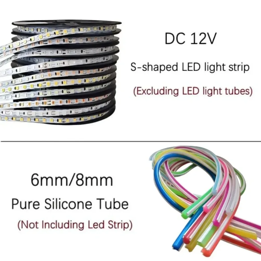 6mm 8mm DIY Separate Silicone Neon Strip With DC12V 2835SMD S Shape 120Leds Strip Light 1m-20m IP67 Waterproof 10Colors