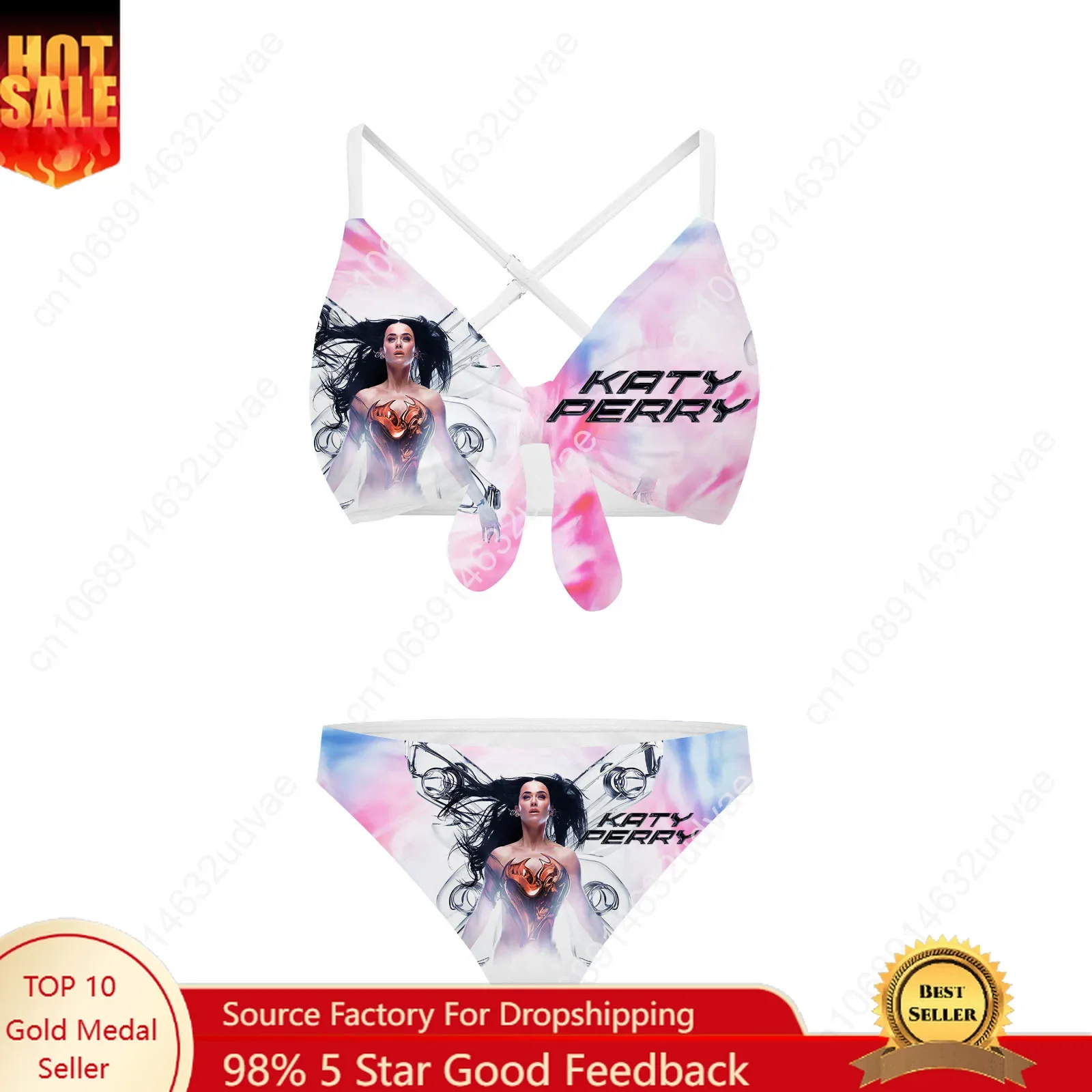 Katy Perry Bathing Suits Cross Strap Suspenders Swimsuits Womens Personalized Bikini Pool Party Swimwear Customized Beachwear