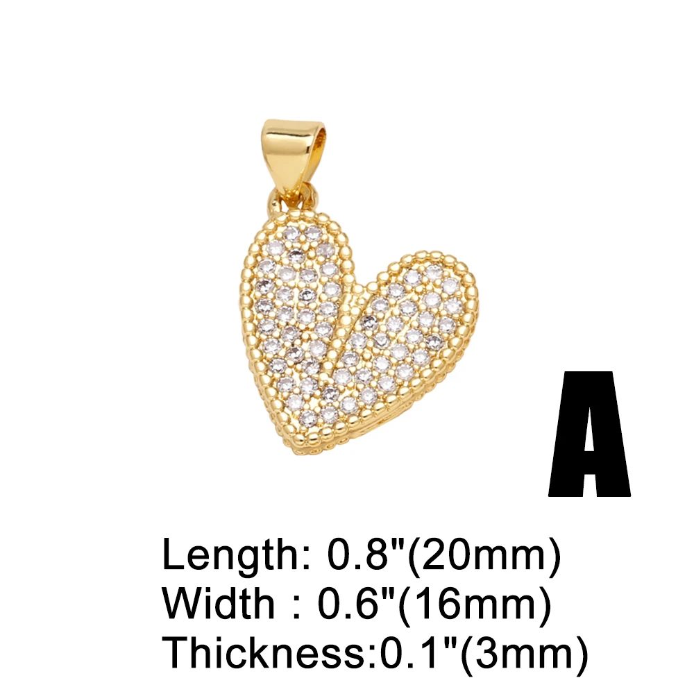 OCESRIO Fashion White Crystal Heart Pendant for Necklaces Copper Gold Plated Crown Star Heart Jewelry Making Supplies pdtb717