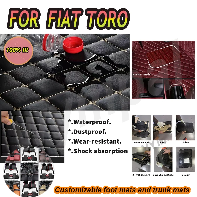 

LUXURY Customized Artificial Leather Car Floor Mat For FIAT TORO 2018 2019 2020 2021 2022